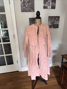 Sportmax Light Pink Suede Trench Coat